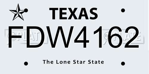 FDW4162 Texas License Plate