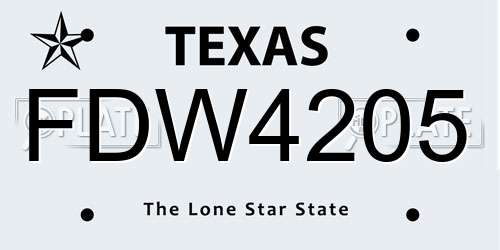 FDW4205 Texas License Plate