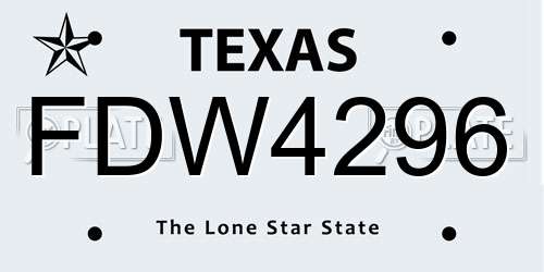 FDW4296 Texas License Plate