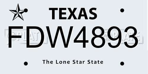 FDW4893 Texas License Plate