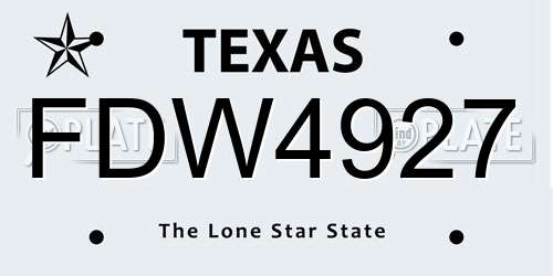 FDW4927 Texas License Plate