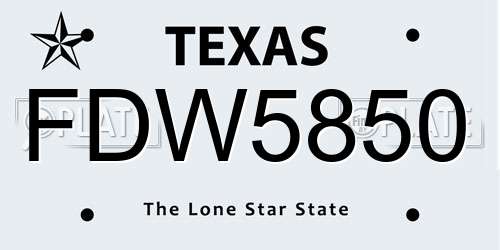 FDW5850 Texas License Plate