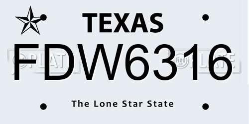 FDW6316 Texas License Plate