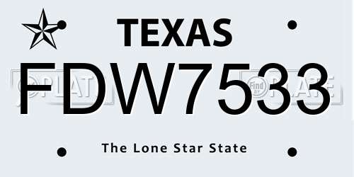 FDW7533 Texas License Plate