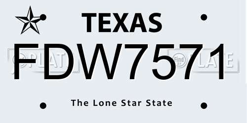 FDW7571 Texas License Plate