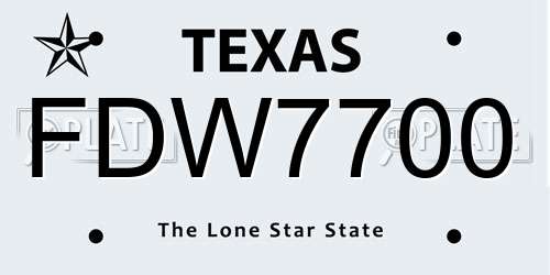 FDW7700 Texas License Plate