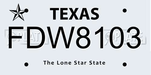 FDW8103 Texas License Plate