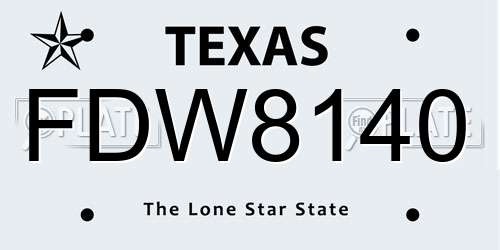 FDW8140 Texas License Plate