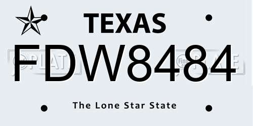 FDW8484 Texas License Plate