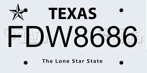 FDW8686 Texas License Plate