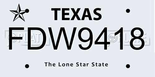 FDW9418 Texas License Plate