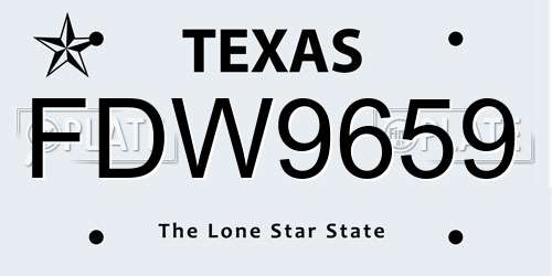 FDW9659 Texas License Plate
