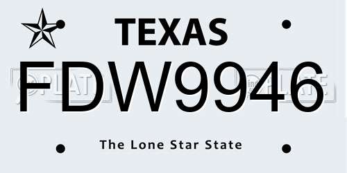 FDW9946 Texas License Plate