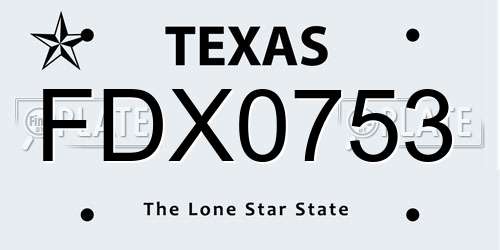 FDX0753 Texas License Plate