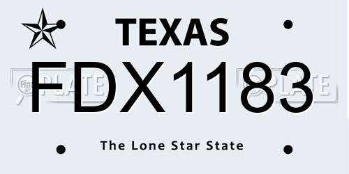 FDX1183 Texas License Plate