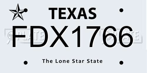 FDX1766 Texas License Plate