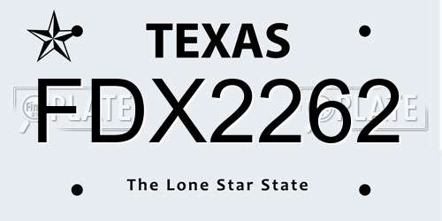 FDX2262 Texas License Plate