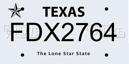 FDX2764 Texas License Plate