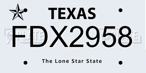FDX2958 Texas License Plate