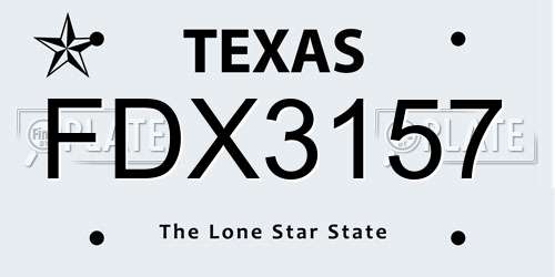 FDX3157 Texas License Plate