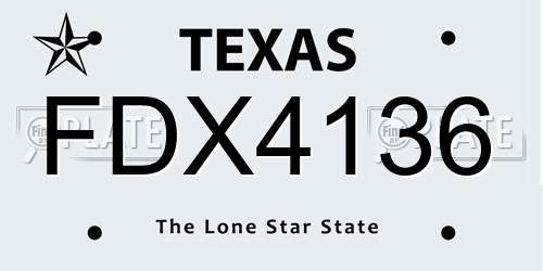 FDX4136 Texas License Plate