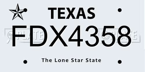 FDX4358 Texas License Plate