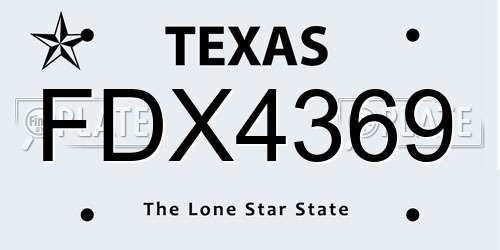 FDX4369 Texas License Plate