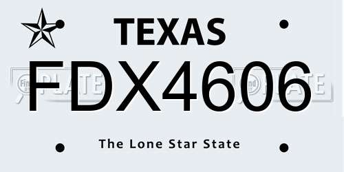 FDX4606 Texas License Plate