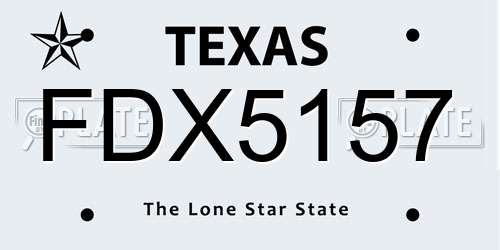 FDX5157 Texas License Plate