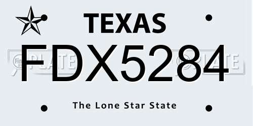 FDX5284 Texas License Plate