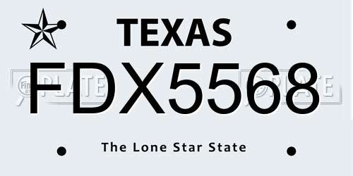 FDX5568 Texas License Plate