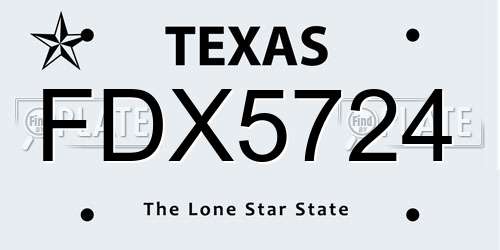 FDX5724 Texas License Plate