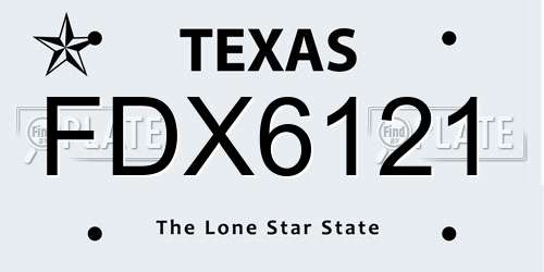 FDX6121 Texas License Plate