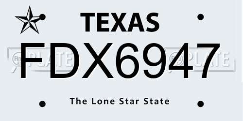 FDX6947 Texas License Plate