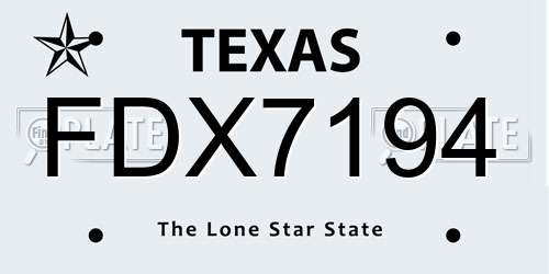 FDX7194 Texas License Plate