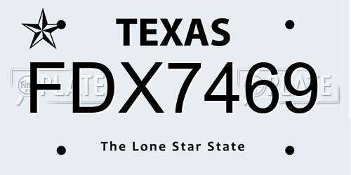 FDX7469 Texas License Plate