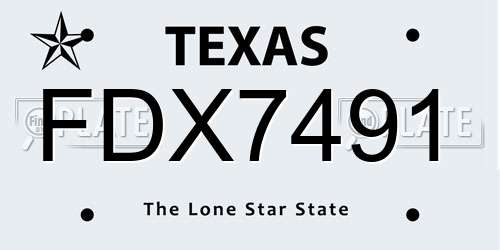 FDX7491 Texas License Plate