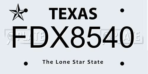 FDX8540 Texas License Plate