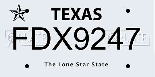 FDX9247 Texas License Plate
