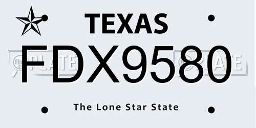 FDX9580 Texas License Plate