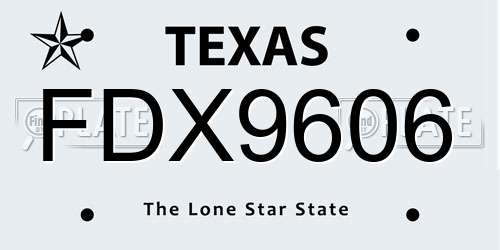 FDX9606 Texas License Plate