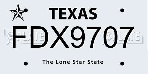 FDX9707 Texas License Plate