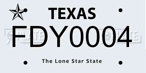 FDY0004 Texas License Plate