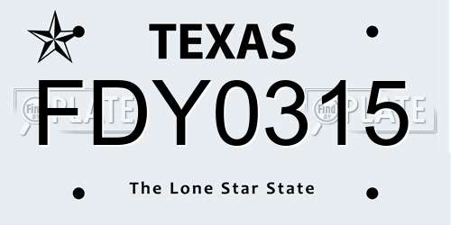 FDY0315 Texas License Plate
