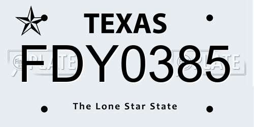 FDY0385 Texas License Plate