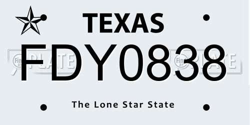 FDY0838 Texas License Plate