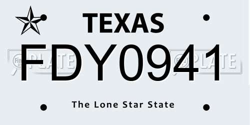 FDY0941 Texas License Plate