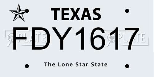 FDY1617 Texas License Plate