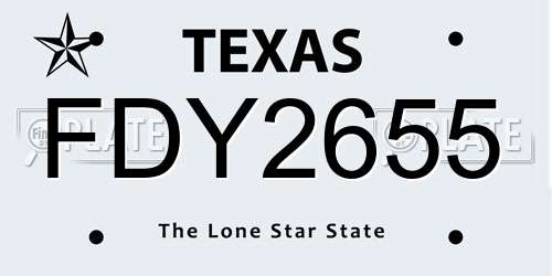 FDY2655 Texas License Plate