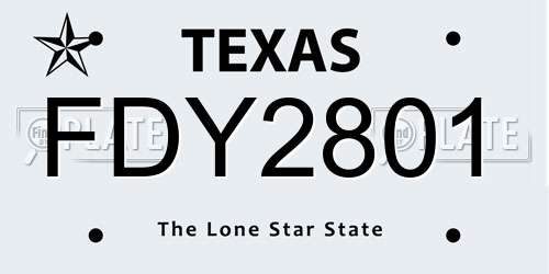 FDY2801 Texas License Plate